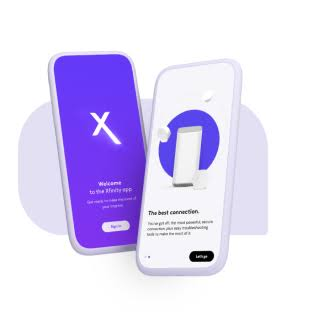 Xfinity app welcome and connection setup screens on two phones